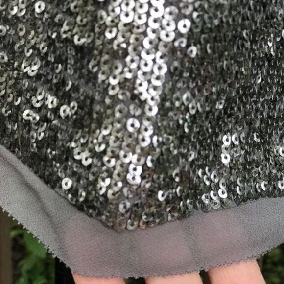 Talbots Silver Grey Sequin Sleeveless Shell Tank Top Blouse Plus Size 16 V Neck - Picture 10 of 12